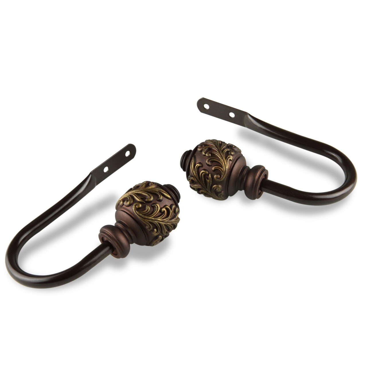 Contemporary Home Living Set of 2 Brown Contemporary Curtain Rod Holdbacks 8.5"